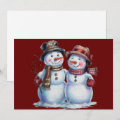 雪だるまのクリスマス ヴィンテージ ホリデー シーズンカード (正面/裏面)