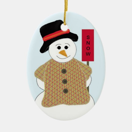 雪だるまのサイン セラミックオーナメント (正面)