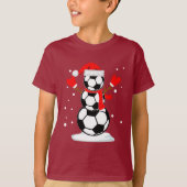 雪だるまのサッカーのTシャツのおもしろいなクリスマスのギフトのワイシャツ Tシャツ (正面)