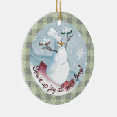 雪だるまのシェフでスノーボールのクリスマス飾りを出す セラミックオーナメント (右)