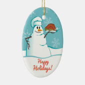 雪だるまのシェフの七面鳥の夕食のクリスマスのオーナメント セラミックオーナメント (右)