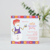 雪だるまのシェフの休日のクッキーの交換のパーティー 招待状 (スタンド正面)