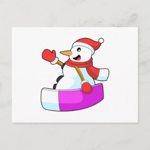 雪だるまのスノーボーダーとソノボード.PNG ポストカード