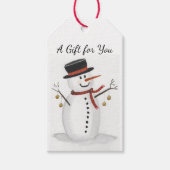 雪だるまのトップハットギフトラベル ギフトタグ (正面)