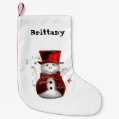 雪だるまのトップハットクリスマスストッキング スモールクリスマスストッキング (正面)
