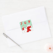 雪だるまのハッピー猫 | かわいいクリスマスステッカー スクエアシール (封筒)