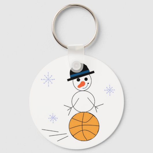 雪だるまのバスケットボール選手 キーホルダー (正面)