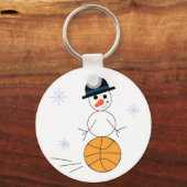 雪だるまのバスケットボール選手 キーホルダー (正面)