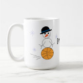 雪だるまのバスケットボール選手 コーヒーマグカップ (左)