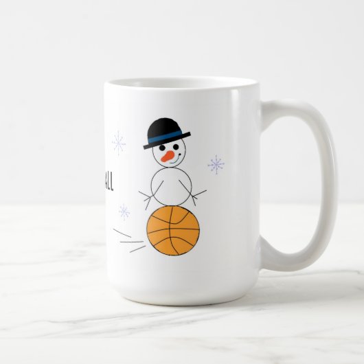 雪だるまのバスケットボール選手 コーヒーマグカップ (右)