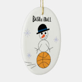 雪だるまのバスケットボール選手 セラミックオーナメント (右)