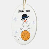 雪だるまのバスケットボール選手 セラミックオーナメント (左)