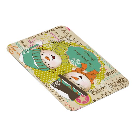 雪だるまのパーソナライズされたクリスマスフレキシ磁石 マグネット (右側)