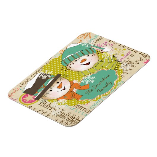 雪だるまのパーソナライズされたクリスマスフレキシ磁石 マグネット (左側)