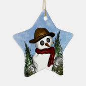 雪だるまのパーソナライズな星のオーナメント セラミックオーナメント (右)