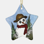 雪だるまのパーソナライズな星のオーナメント セラミックオーナメント (左)