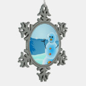 雪だるまのピューターのクリスマスのオーナメント スノーフレークピューターオーナメント (左)