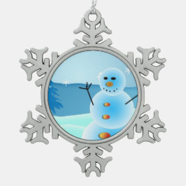 雪だるまのピューターのクリスマスのオーナメント スノーフレークピューターオーナメント