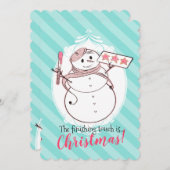 雪だるまのフランスのなパン屋のクッキーのクリスマスカード シーズンカード (正面/裏面)