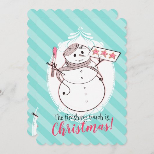 雪だるまのフランスのなパン屋のクッキーのクリスマスカード シーズンカード (正面/裏面)