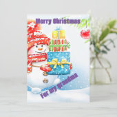 雪だるまのプレゼントクリスマスカード 招待状 (スタンド正面)