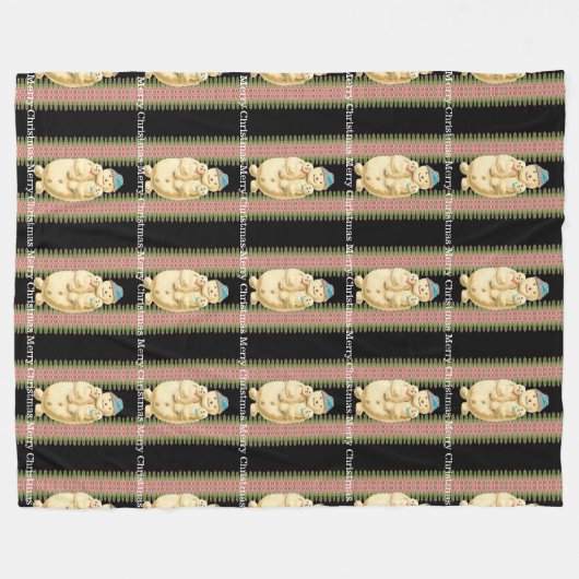 雪だるまのベビーのビクトリアンなクリスマスのモノグラム フリースブランケット (正面(横))