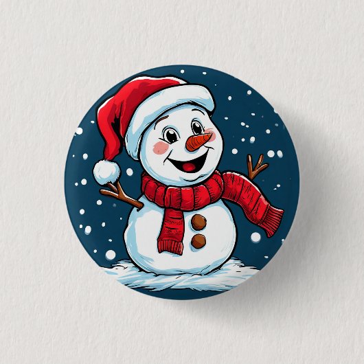 ❄️ 雪だるまのホリデーシーズン 🎅 缶バッジ (正面)