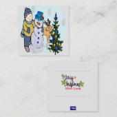 雪だるまのメッセージカード ノートカード (正面/裏面)