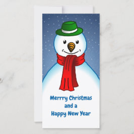 雪だるまのメリークリスマスと新年のあけましておめでとうございます シーズンカード
