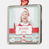 雪だるまのメリークリスマスの写真のオーナメント メタルオーナメント (左)