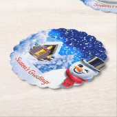 雪だるまの冬の不思議の国のクリスマス ペーパーコースター (アングル)