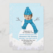 雪だるまの冬の不思議の国の写真の誕生日のカスタム 招待状 (正面/裏面)