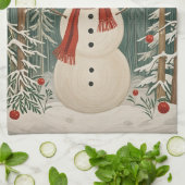 雪だるまの冬の夢 キッチンタオル (折り畳み)