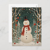 雪だるまの冬の夢 シーズンポストカード (正面/裏面)