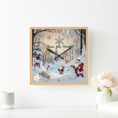 「雪だるまの冬の家」 スクエア壁時計 (ホーム)