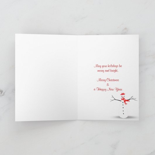 雪だるまの冬の窓ガラスのクリスマス装飾 シーズンカード (内部)