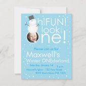 雪だるまの冬のONEderlandの第1誕生日の招待状 招待状 (正面)