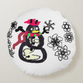 雪だるまの冬 ラウンドクッション (裏面)