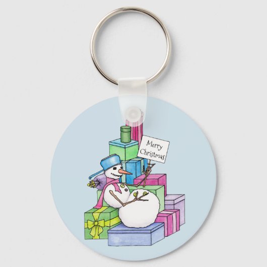 雪だるまの冷たいプレゼント キーホルダー (正面)