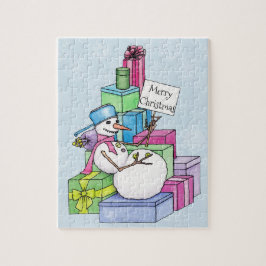 雪だるまの冷たいプレゼント ジグソーパズル