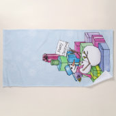 雪だるまの冷たいプレゼント ビーチタオル (正面)