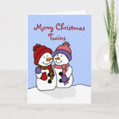 雪だるまの双生児のクリスマスカードを抱き締めること シーズンカード (正面)