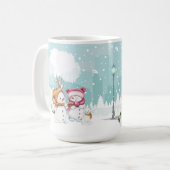 雪だるまの収集と遊ホリデーシーズン コーヒーマグカップ (正面左)