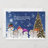 雪だるまの合唱団がクリスマスの挨拶を歌う - パーソナライズ シーズンカード (正面)
