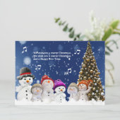 雪だるまの合唱団がクリスマスの挨拶を歌う - パーソナライズ シーズンカード (スタンド正面)