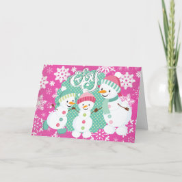 雪だるまの喜びの冬の雪片の挨拶状 シーズンカード