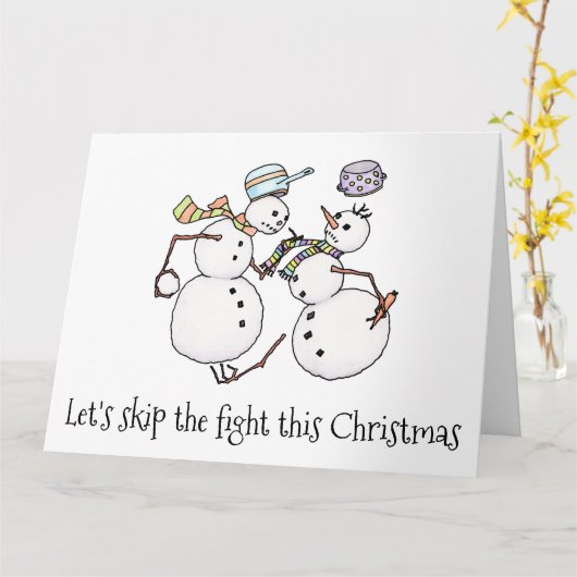 雪だるまの喧嘩 カード (黄色い花)