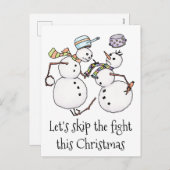 雪だるまの喧嘩 シーズンポストカード (正面/裏面)