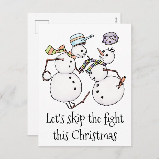 雪だるまの喧嘩 シーズンポストカード (正面/裏面)