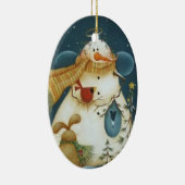 雪だるまの天使および森林友人のオーナメント セラミックオーナメント (右)